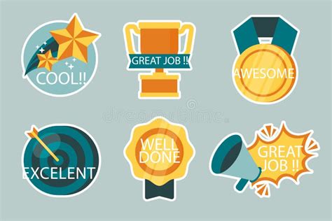Great Job Stickers Pack Vector Illustration Stock Vector