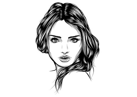 Beautiful Woman Face Hand Drawn Vector Illustration Sketch Digital Art