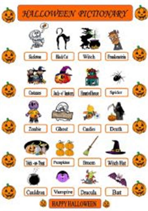 halloween pictionary worksheets
