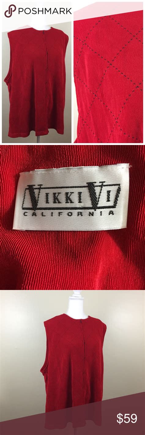 Nwt Vikki Vi Slinky Diamond Weave Zip Vest Top