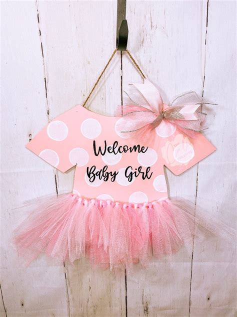 Welcome Baby Girl Birth Stats Tutu Door Hanger Hospital Etsy