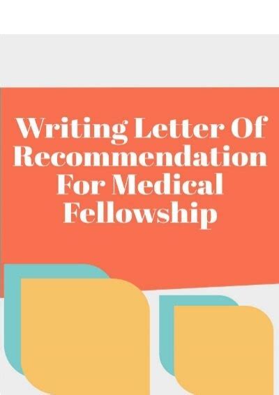 Writing Letter Of Recommendation For Medical Fellowship