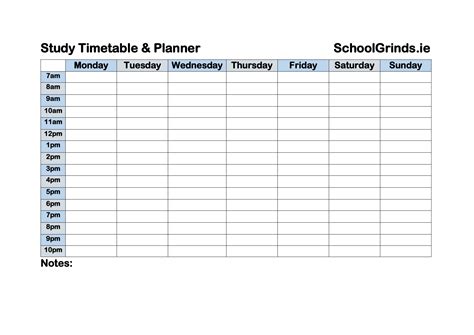 Download Our Free Study Timetable Schoolgrindsie