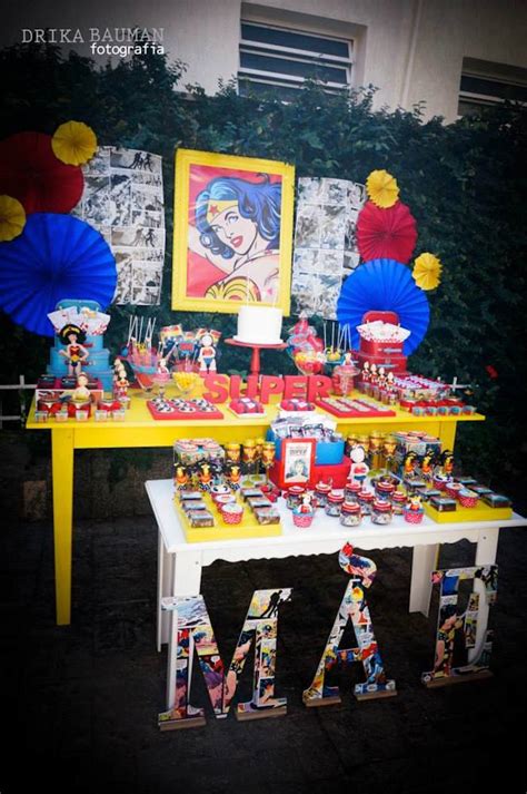 Karas Party Ideas Wonder Woman Themed Birthday Party Via