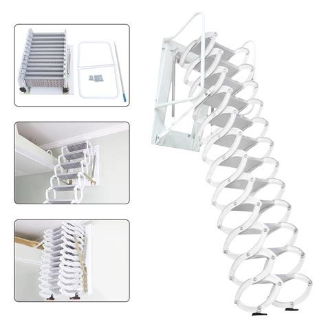 Anqidi 12 Steps Loft Telescoping Ladder Wall Mounted Folding Pulldown