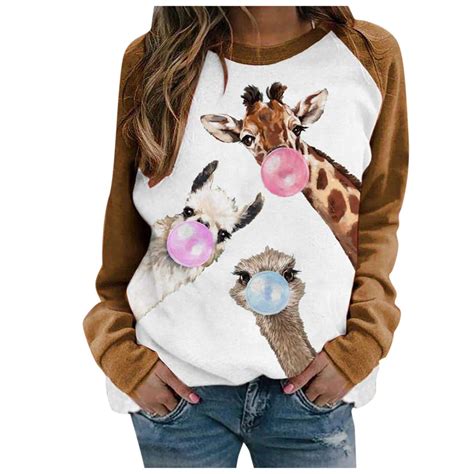 Buy Women Christmas Sweatshirts Casual Long Sleeve Crewneck Cute