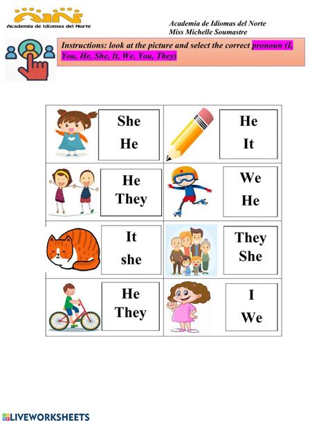 Pronouns Kindergarten Worksheet