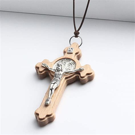 Naswi Collar De Cruz Católica Latina Religiosa Crucifijo De Madera