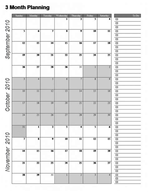 3 Month Planning Calendar Free Template Example Calendar Printable