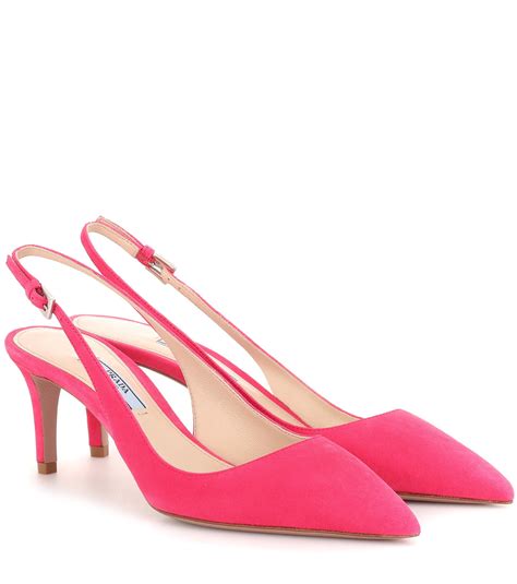 Prada Suede Slingback Pumps In Pink Save 30 Lyst