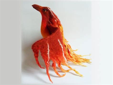 Needle Felted Phoenix Felt Bird Decor Wool Animal Ornament Mythological