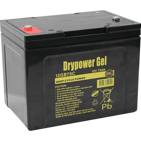 Drypower 12GB75C 12V 75Ah Sealed Lead Acid Gel Deep Cycle Battery