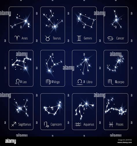 Le Zodiaque Signe Toutes Les étoiles De Constellation D Horoscope Pour Modèle Vectoriel D
