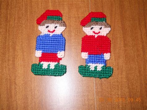 handmade plastic canvas elf christmas ornaments set of two plastic canvas crafts plastic