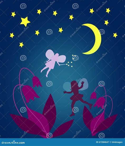 Moonlit Night With Fairies Stock Illustration Image 67284647