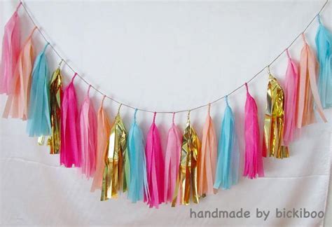 Tissue Paper Tassel Garland Rainbow Pastels Bickiboo Designs