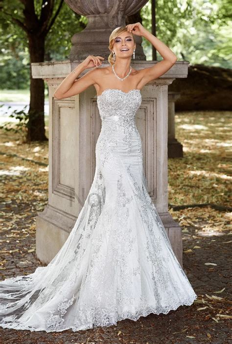 Custom Made Elegant Strapless Lace Up Lace Mermaid Wedding Dresses 2015 Wedding Gowns Nef75 In