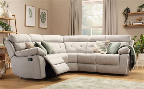 Grosvenor Dove Grey Plush Fabric Recliner Corner Sofa Furniture Choice