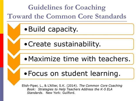 Guidelines For Coaching Toward The Common Core Standards Common Core
