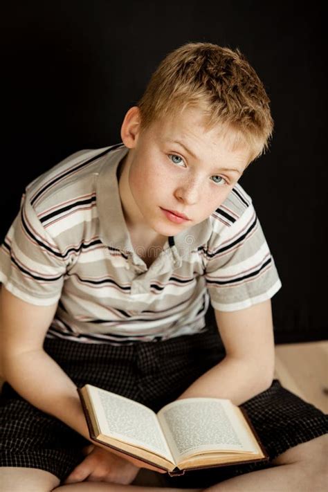 Lonely Child Sitting And Reading A Book Stock Image Image Of Calm