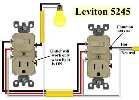 A switch will be a break in the line with a line at an angle to the cable, a lot like. Leviton 5245 3-way combo | Wire switch, Home electrical wiring, Light switch wiring