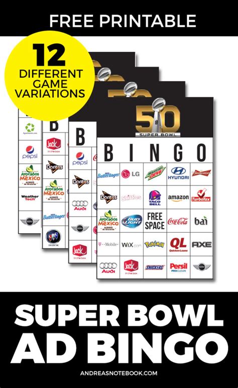 Super Bowl Commercial Bingo 2022 Free Printable Printable Word Searches