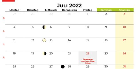 Juli 2022 Calendarena