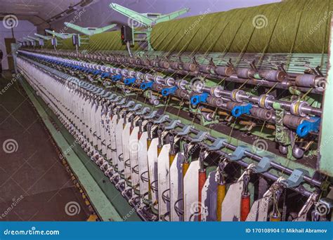 Wool Bobbin Making Machine Traditional Woolen Factory Stock Photo