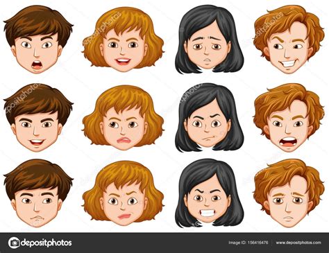 People With Different Facial Expressions Stock Vector Image By