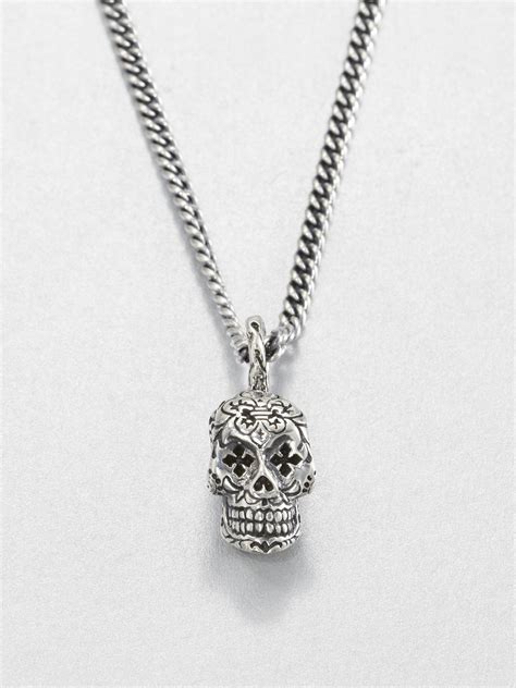 King Baby Studio Dead Skull Pendant Necklace In Silver Metallic For