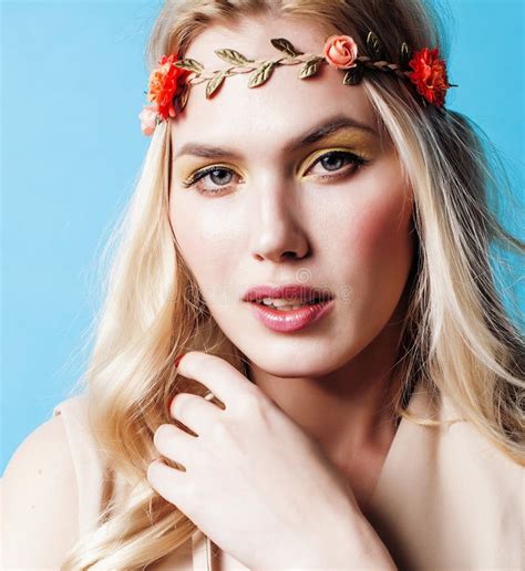 Young Blond Woman Dressed Like Ancient Greek Godess Beautiful Girl
