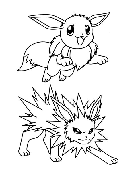 Eevee And Jolteon Coloring Pages Pokemon Coloring Pages Eevee