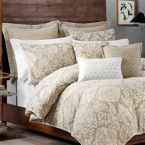Comforter set features opulent patchwork of damask, paisley, lattice motif; Croscill Grace King 3PC Comforter Set