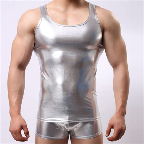 Plus Size M L Xl Xxl Mens Sexy Vest Faux Leather Tank Tops For Male Gay