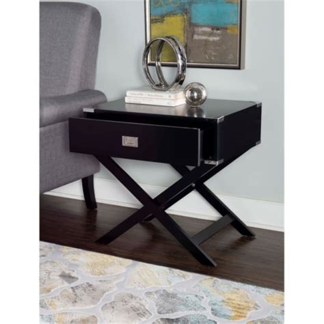 Linon Peggy X Base Wood Accent Table In Black 1 Kroger
