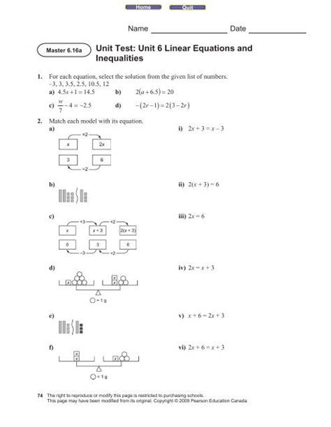 Linear Functions Equations And Inequalities Unit Test A Tessshebaylo