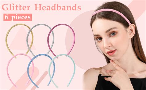 Candygirl 6pcs Sequin Coated Headbands Glitter Headbands For Women