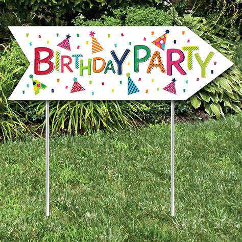 Cheerful Happy Birthday Colorful Birthday Party Sign Arrow Double