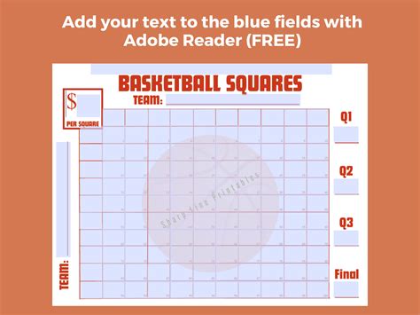 Printable Basketball Squares Template Basketball Game Basketball