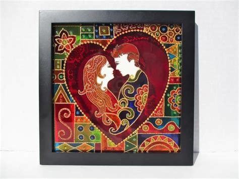 Loving Couple Glass Painting Wedding Gift Painted Glass Glass Art