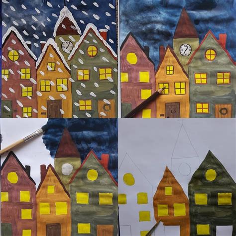 Dafür gibt es diese kreative bastelideen im winter: kunst 🎨🖌 in der grundschule on Instagram: ""SCHNEETREIBEN" Rein-Trüb-Kontrast 🖌🎨 Hier noch eine ...