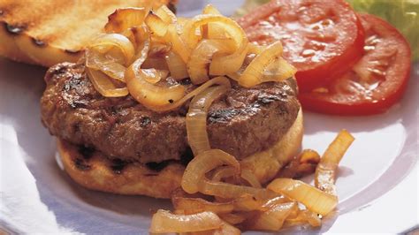 Grilled Hamburger Steaks With Roasted Onions Recipe