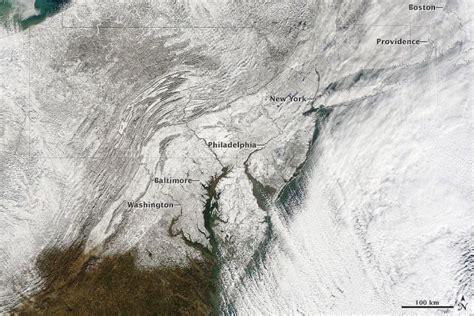 Snowfall During January 4 2013 Noreaster Satellite Image Nasa