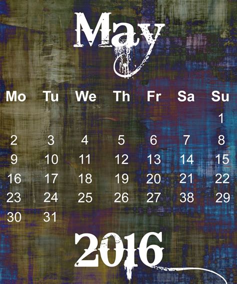 May 2016 Grunge Calendar Free Stock Photo Public Domain Pictures