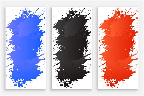 Abstract Ink Color Splash Banners Set Download Free Vector Art Stock