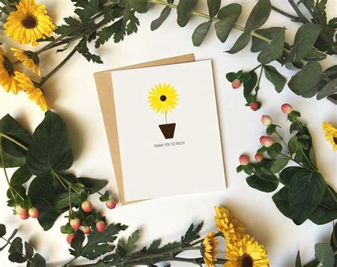 Sunflower Thank You Card Thank You So Much Any Occasion Flowers