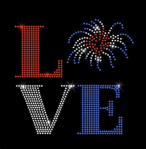 4th Of July Love Fireworks Or Love Heart Red White Blue Usa Etsy