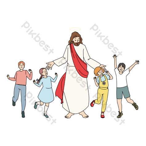 예수 그리스도 웃는 아이들이 근처에서 춤을 춥니 다 일러스트 Png Eps 무료 다운로드 Pikbest
