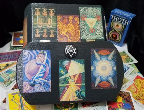 Thoth Tarot Card Box Occult Altar Box Unicursal Hexagram Amulet Rose