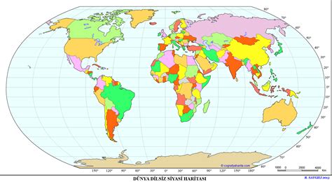 Dünya siyasi haritası Renkli büyük yüksek çözünürlüklü dünya